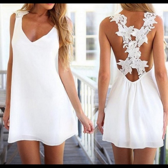Dresses & Skirts - White chiffon dress NWOT